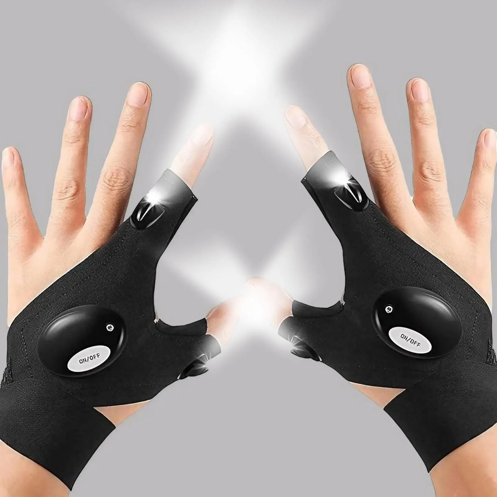Left & Right Hand Design LED Light Up Gloves, 1/2 Counts Creative Sports Gloves, Outdoor Accessories for Car Repair Fishing Camping