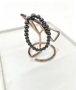 1pc 8mm Natural Terahertz Stone Beaded Bracelet, Handmade Silver-Gray Gemstone Stretch Bangle for Women Men, Healing Crystal Jewelry