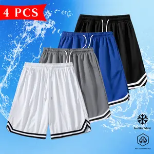 Men's 4-Pack Athletic Shorts - Breathable Mesh, Drawstring Waistband, Ideal for Summer and Everyday Casual Wear