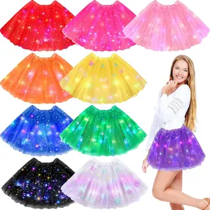 Light up Tutu Women's LED Elastic Layered Tulle Ballet Dance Tutu Skirt for Halloween
