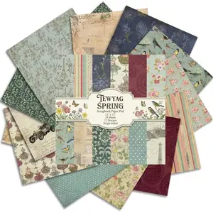 Vintage Scrapbook Paper 12x12 Inch – 24 Sheets Single-Sided Patterned Paper Pad160gsm Acid-Free & Lignin-Free Decorative Craft Papers for Scrapbooking, Junk Journaling, Photo Albums & Card Making