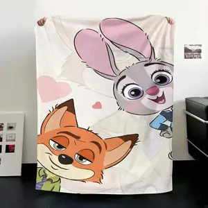 DISNEY CLASSIC Zootopia Blanket, Soft Comfort Cover for Sofa, Bed, Travel Nap - Holiday Gift, Machine Washable, Suitable for All Seasons