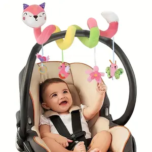 Baby Hanging Car Seat Toys Plush Activity Hanging Stroller Toys with BB Squeaker and Rattles For Newborn Travel Activity Toy