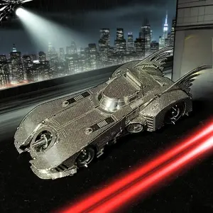 DIY Metal Assembly Model, 3D No-Adhesive Puzzle, Miniature Creative Toy, Batman Classic Batmobile, Brain Teaser Puzzle, Birthday Gift