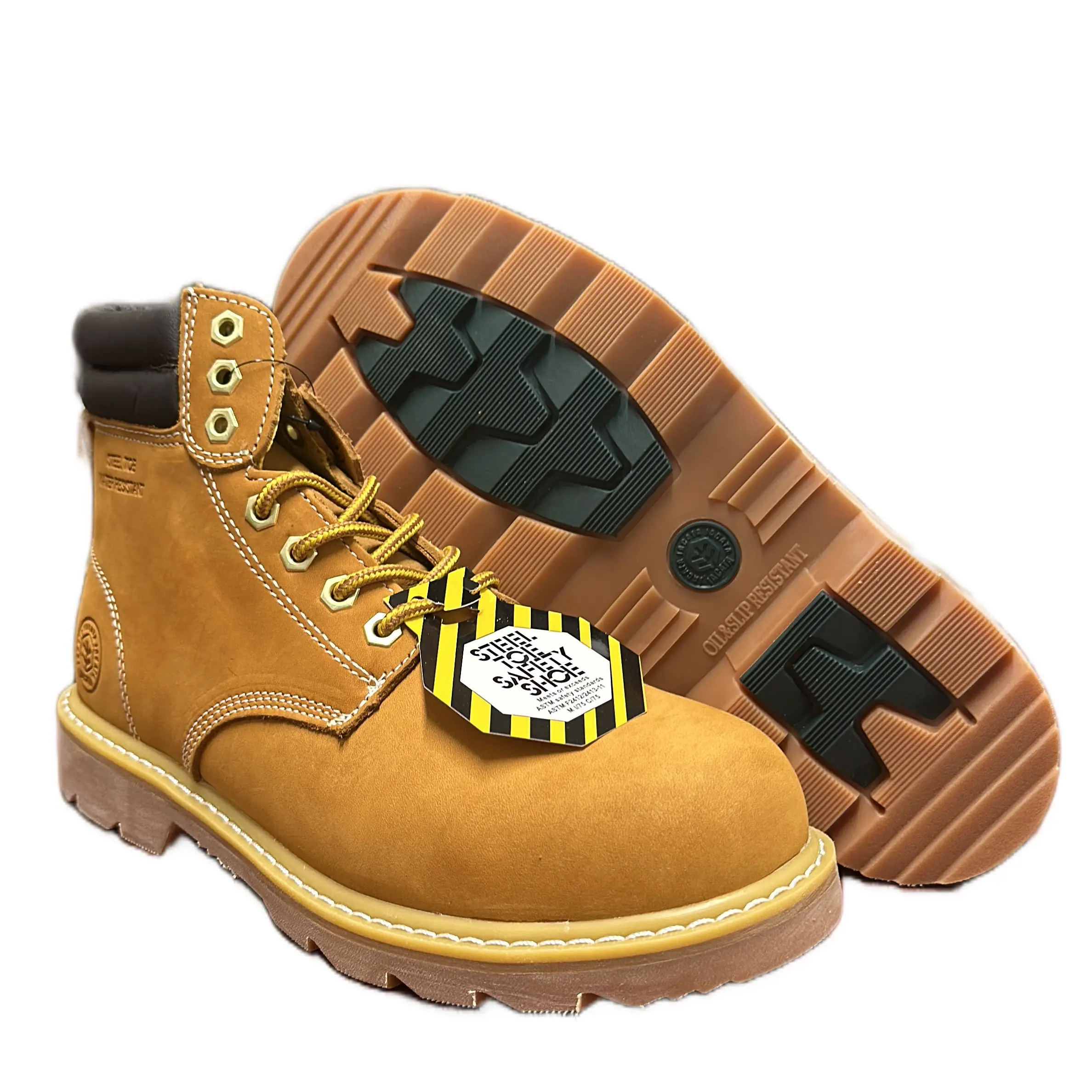 JACATA 8605 Men’s Closed Steel Toe Work Boots - Non-Slip Rubber Safety Shoe for Factory Workers, Water-Resistant Construction Footwear