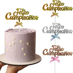 3pcs/Feliz Cumplieanos Cake Topper in Spanish, Celebrate Birthdays with Elegant Decor, Perfect for Parties and Special Occasions, Decoration