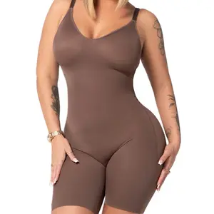 Women's Brown Seamless Bodysuit Short for Comfort and Style Womenswear Shapewear