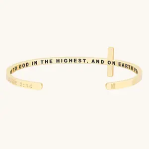 Luke 2:14: Glory To God In The Highest, And On Earth Peace MantraBand Adjustable Cross Bracelet