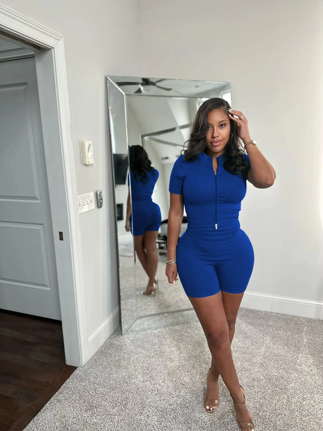USBOUTIQUECHIC Women's 2026 Spring Two Piece Set Stretchy Ribbed Top & Comfortable Shorts Casual Outfit for Everyday Wear