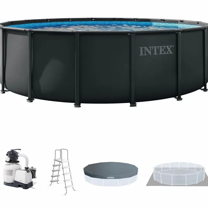 Ultra XTR 18 ft x 52 in Above Ground Pool Set, Round Swimming Pool with Steel Frame, 2100 GPH Sand Filter Pump, Ladder, Cover, & Ground Cloth