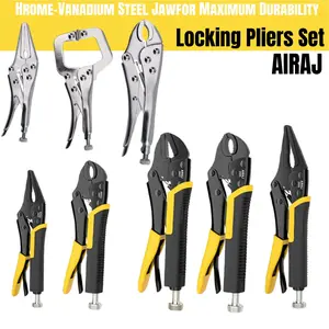 ARIAJ 3Pcs / 5Pcs Locking Plier, 6-9 Inch Locking Tool Kit with Rubber Handle, Woodworking Hand Clamp Manual Tool, Pretty Boy Wrench Long Nose Stainless Steel Locking Pliers