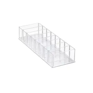 Transparent Multi-Functional Desktop Organizer, 8-Compartment Storage Box, Dustproof Makeup Palette Holder, Eyeshadow Display Rack