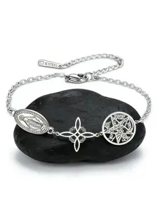 Saint Mary Witchcraft Knot Pentagon Star Bracelet, Fashion Personalized Chain Bracelet, Shiny Silver Color Jewelry, Luxurious Women & Girls Accessory