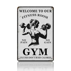 Girl Gym Metal Tin Sign, Motivational Wall Wall Art for Home Gym Weight Lifting Decor