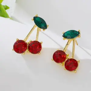 Fashionable Red Cherry Stud Earrings for Women, Elegant and Delicate Small Versatile Earrings, Unique Jewelry Accessory