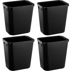 Pack of 2 Black Space Saving Wastebaskets | Slim Trash Can Fits Under Desk & Small Spaces | Compact Garbage Bin For Kitchen Dorm Office Commercial Use | Easy To Clean Durable Plastic | Home Organization Must Have Trash Bin