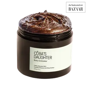 COBA'S DAUGHTER Robusta Coffee Body Scrub | Exfoliating for Cellulite and Stretch Marks, KP Bump Eraser, Strawberry Legs, Underarm | Green Tea & Shea Butter | Safe for pregnancy & sensitive skin | Vegan Beauty (10.6 Oz)