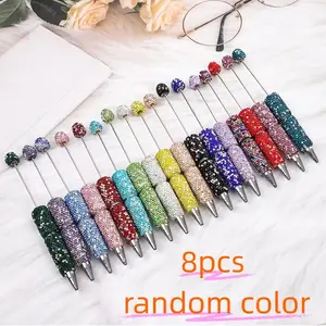 8pcs DIY Heavy Ab Drill Full Diamond Pen, Handmade Luxury Beads Creative Gift, Round Atom Pen, High Aesthetic, Birthday Present for Teachers Friends