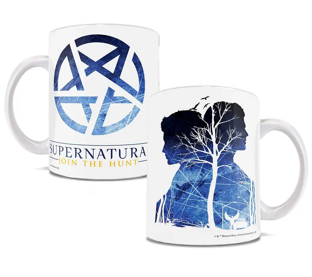 212 MAIN Ceramic Coffee Mug - Supernatural Printed Theme Pottery Mug with Pentagram Design, Sam & Dean Silhouettes, Reusable Collectibles for Couple Gifts, Reuse