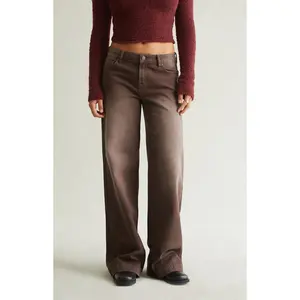 Pacsun Women's Casey Low Rise Baggy Jeans Button Pocket Brown