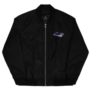 DjsinLA DJ Bomber Jacket with Stitched Turntable Logo Classic Polyester Fabric Menswear Unisex