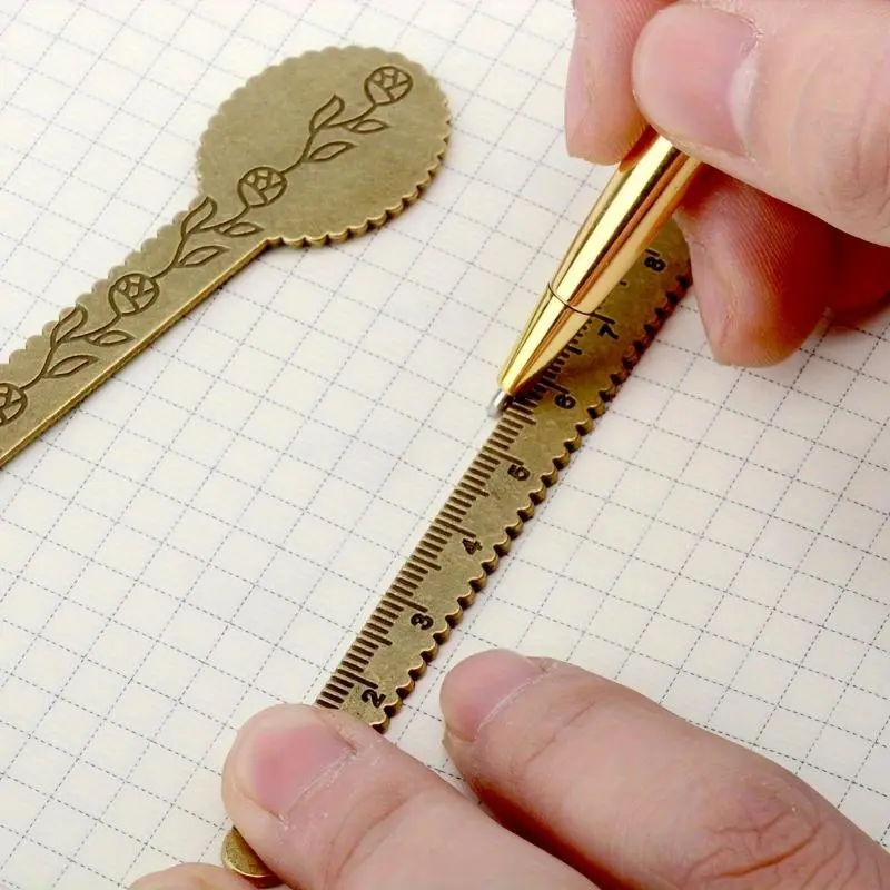 5pcs, Vintage Minimalist Antique Brass Ruler, Back To School, School Supplies, Kawaii Stationery, Colors for School, Stationery, Teenager Stuff, Cheap Stuff, Weird Stuff, Mini Stuff