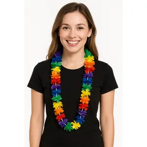 Vibrant Rainbow Lei Necklace - 40"