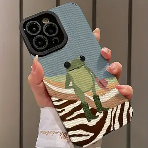 Zebra Print Stitched Gentleman Frog Design Shockproof Ultra-Thin Case for iPhone 17/16/15/14/13/12/11/plus/pro Max, Dust-Proof Gift Idea, Decorative Smartphone Protector