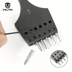 WUTA Removable Circle Leather Hole Punch Lacing Stitching Professional Working Hand Tool Kit Round Hole Puncher Craft Chisel Cutting Punches Kits 2nd Generation 3mm-(2+5+10)