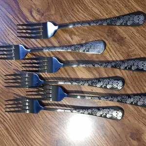 Gothic Stainless Steel Flatware Set, Skull & Rose Pattern Cutlery Set Including Spoon & Fork & Knife, Festival Party Tableware Set, Stocking Fillers Gift, Utensils