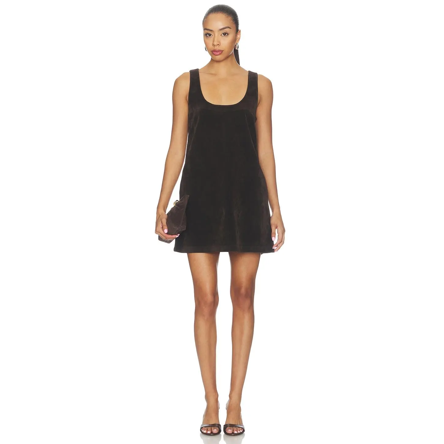 Joe's Jeans The Scoop Neck Faux Suede Mini Dress in Dark Chocolate
