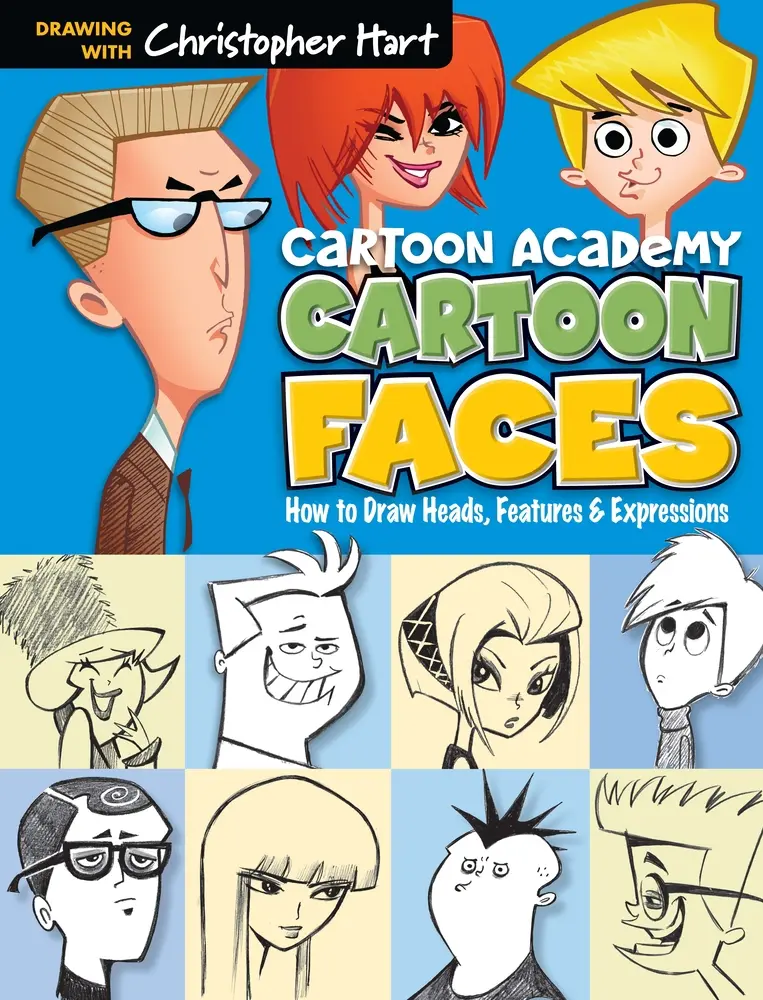 Used Paperback Book - Cartoon Faces: How to Draw Heads, Features & Expressions by Christopher Hart (English) - Drawing Tutorial for Cartoon Enthusiasts with Essential Shading Techniques, 1.27 lbs, 1.27 Pounds
