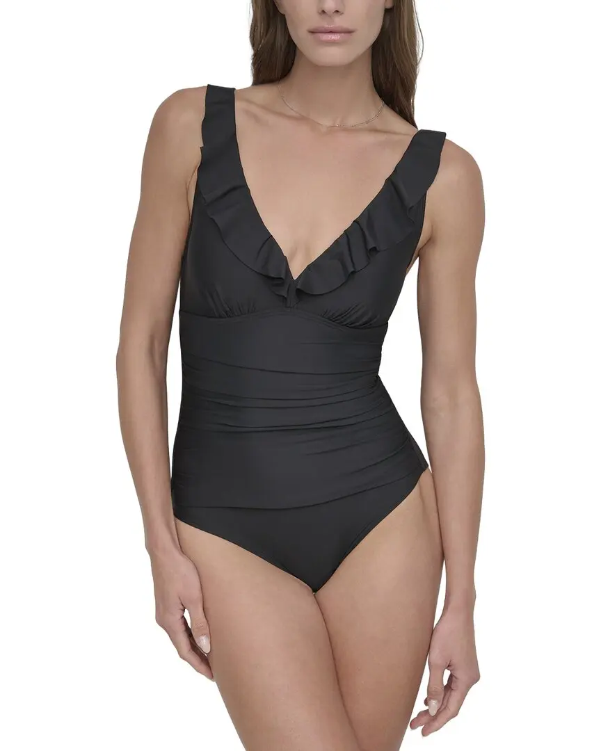 DKNY Ruffle Plunge Swimsuit