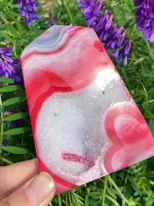 1pc Natural Crystal Pink Geode Agate Point, Crystal Ornament, Collectible, Perfect Gift, Home Decor, DIY Decoration, Elegant and Unique