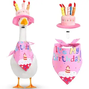 Cute Pet Bandana & Birthday Hat Set, Decorative Dog & Goose Party Accessory Costume Clothing, Ideal for Celebrating Special Occasions