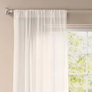 54"x108" Light Filtering Textural Sheer Curtain Panel Ivory - Threshold