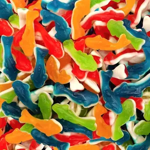 Gummy Sharks Candy Mix | 2 Pound Bag | Assorted Fruit Flavors Shark Gummies | Chewy Gummy Fish for Parties & Candy Buffets | Blue Raspberry, Lime, Lemon, Cherry