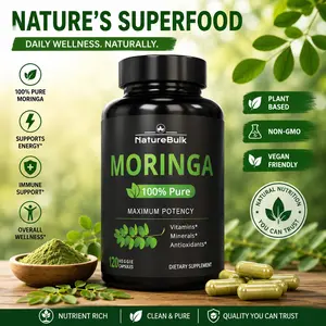 Moringa Oleifera Capsules 880mg – 120 Vegan Capsules, Energy & Immune Support Supplement, Non-GMO Moringa Leaf Powder with Iron & Amino Acids