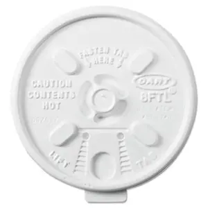 Dcc 8FTL Lift n Lock Plastic Hot Cup Lids, 6 To 10 oz. - White, Beverage, Ventilated Seal