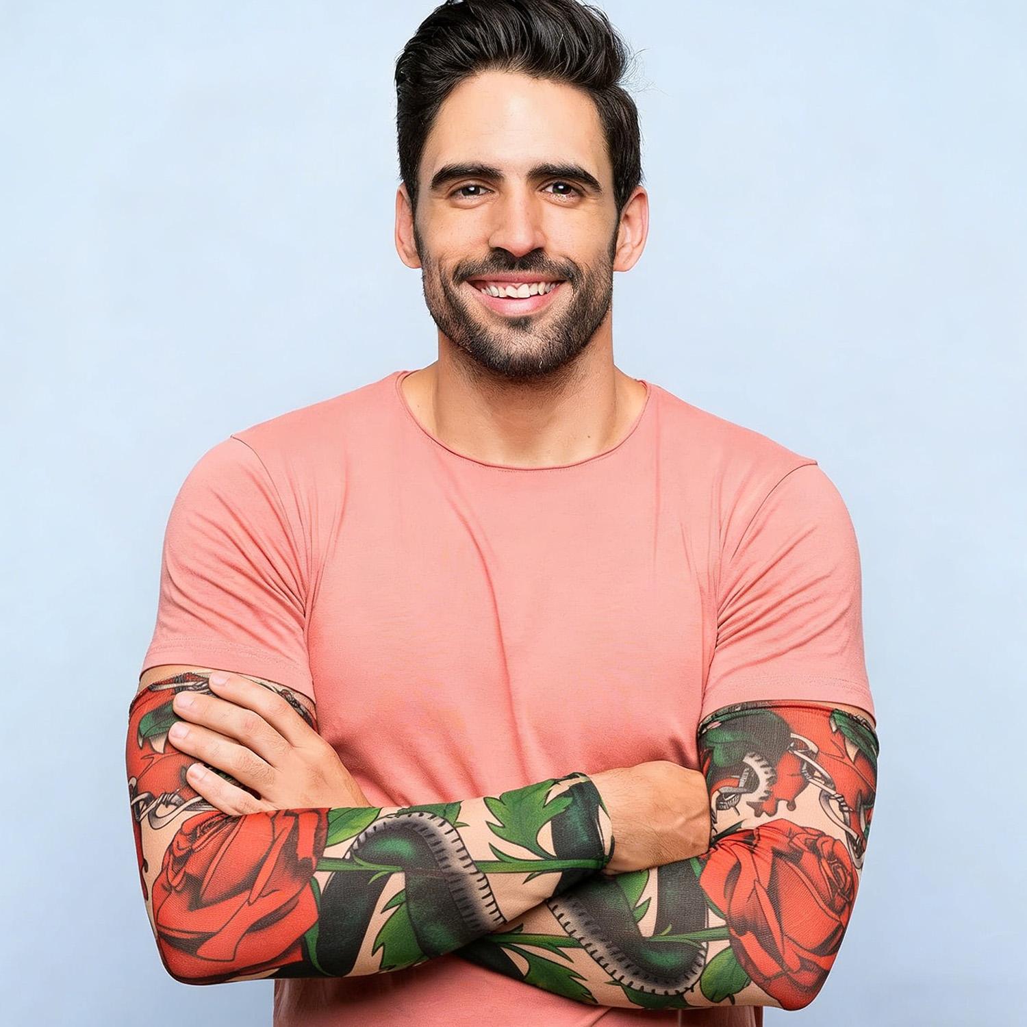 3 Pairs Per Pack Elastic Cooling Arm Sleeves with Stylish Tattoo Pattern, Effective UV Sun Protection, Breathable & Comfortable for Outdoor Activities, Cycling, Driving & Sports