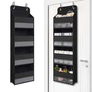 Heavy Duty Over Door Organizer Wall Mount Hanging Storage with 4 Large Pockets for Closet Bathroom Nursery Bedroom Dorm Adjustable Cabinet Minimalist Design