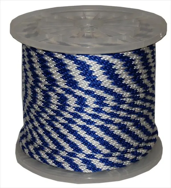 T.W. Evans Cordage 98322 3/8" X 300'' Solid Braid Propylene Multifilament Halter Rope, 250 lbs Capacity, Floats in Water, 10"l x 10"h x 9"w, Blue and White
