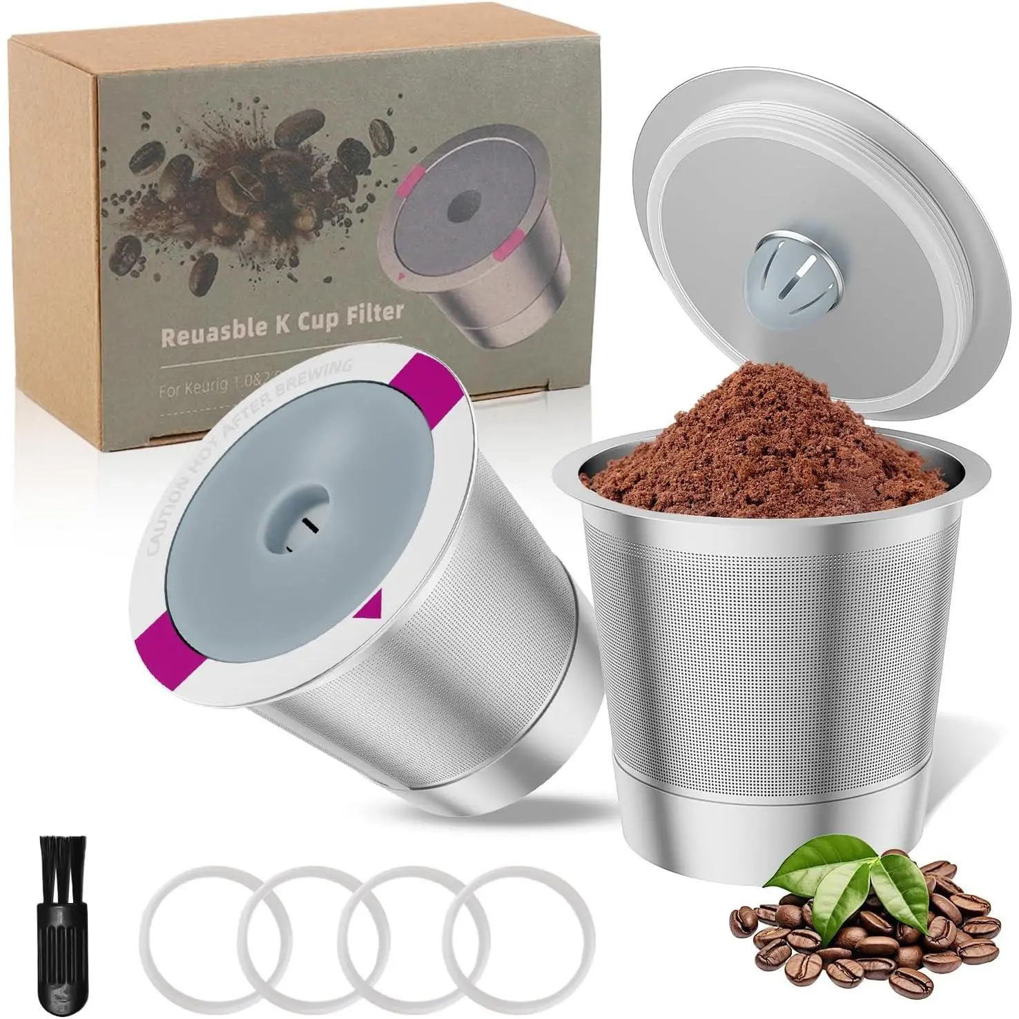 2   K Cup Coffee Pods, Universal Stainless  Refillable K Cup Coffee Filters for  1.0 and 2.0 Coffee Makers