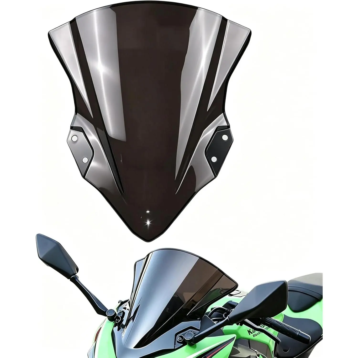 Windshield for Ninja 400, Dark Tinted Windscreen Front Flyscreen Wind Deflectors Windshields for Kawasaki Ninja400 EX400 Ninja250 2018-2023 Accessories