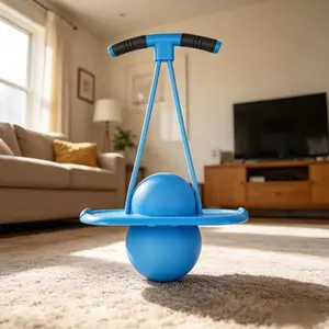 High Elasticity Fitness Jump Ball, Durable Wear-Resistant Design, Thickened Load, Flexible Handle, Textured Grip, Blue Options