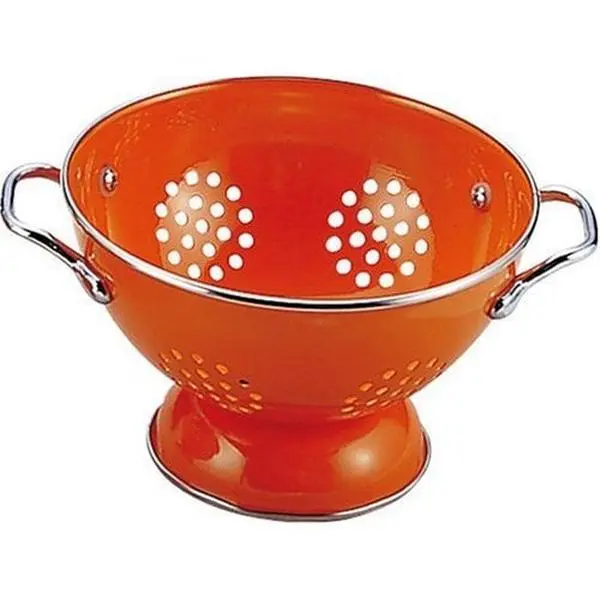 Calypso Basics Kitchen Utensils Colander, 1.5qt Orange Kitchen Sieve, Steel