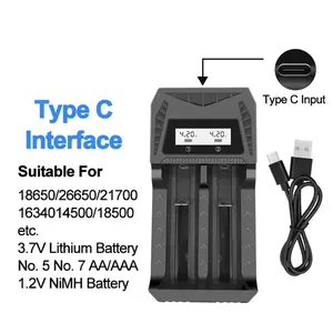 Multi-Slot LCD Battery Charger, USB Powered, Supports 1/2/4 Slots, Fits 4.2v 18650 Li-Ion & 1.2v Ni-Mh Aa Aaa Batteries