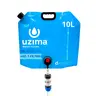 Uzima D-Prep Plus 10L Collapsible Gravity Water Storage Container with UZ-1 Water Filter for Safe Drinking - Portable Survival Camping Bladder