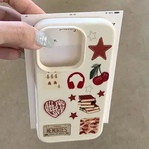 Antique Heart Star Pattern Phone Case, Durable Floral Element Shockproof Cover for iPhone 15 15 Plus 15 Pro 15 Pro Max 11-17 Series