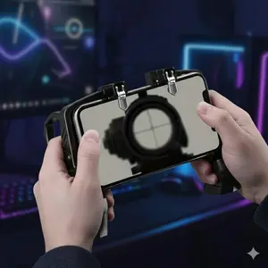 High Sensitivity Mobile Gaming Controller: Six-Trigger Layout, FPS Mapping, Ergonomic Design, Compatible with iOS/Android, One-Tap Rapid Fire, Zero Delay, Anti-Scratch Clip, Lightweight & Portable for Competitive Play, Controller Grips